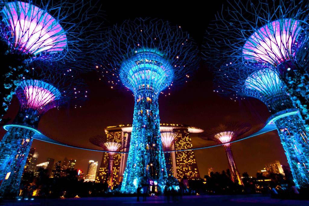新加坡的濱海灣花園佔地101公頃，園內的擎天樹於晚上會亮起燈光，為這個都市的晚上增添活力。（圖片來源：awards.sg）